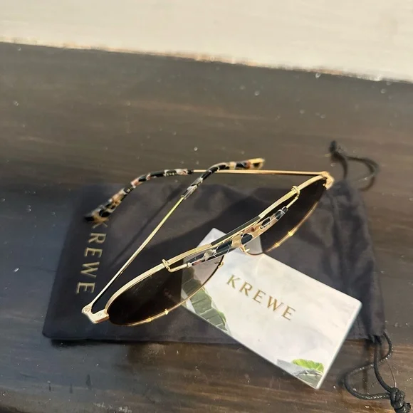 Brand New! KREWE MERRYMEN Gold and Black Aviator Sunglasses! - Picture 4 of 9